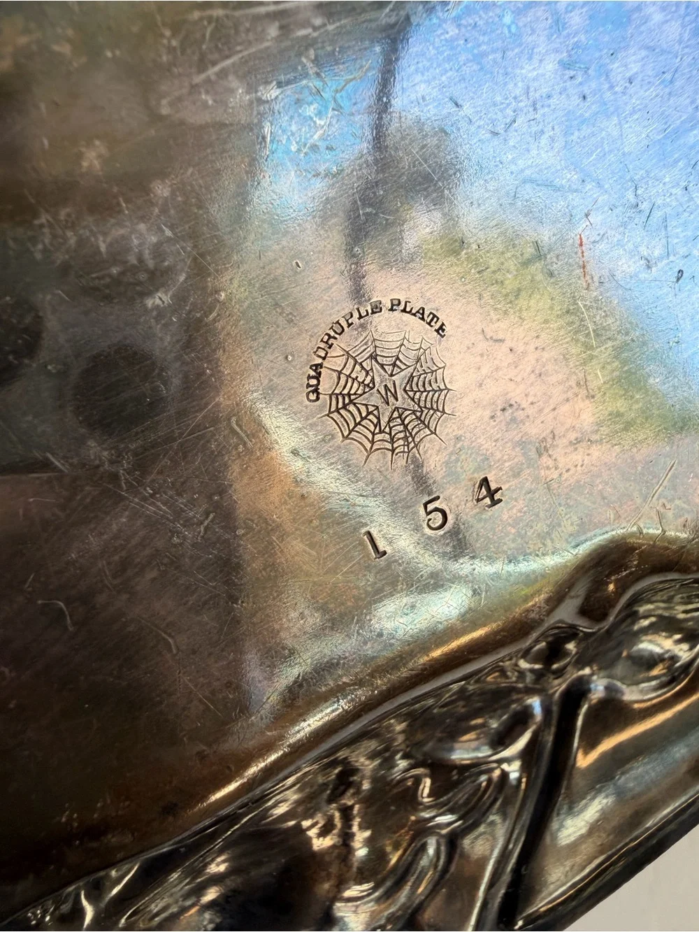 Antique Art Nouveau silver-plated bread tray / serving dish